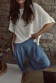 Annie Cushion Cotton Cuff Barrel Pant Denim